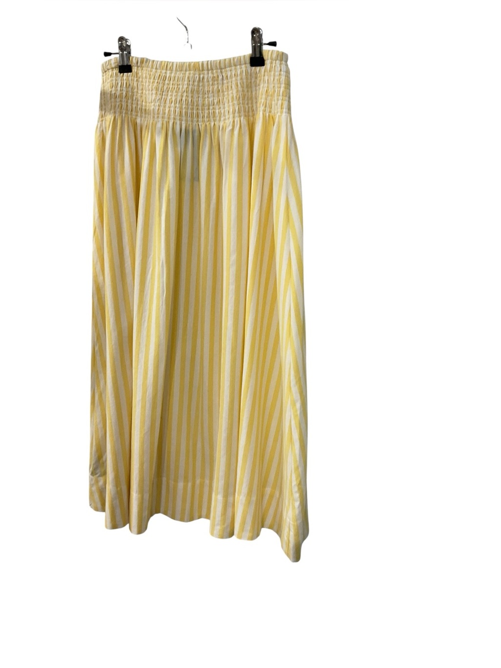 Yellow Striped Smocked Waist Midi Skirt